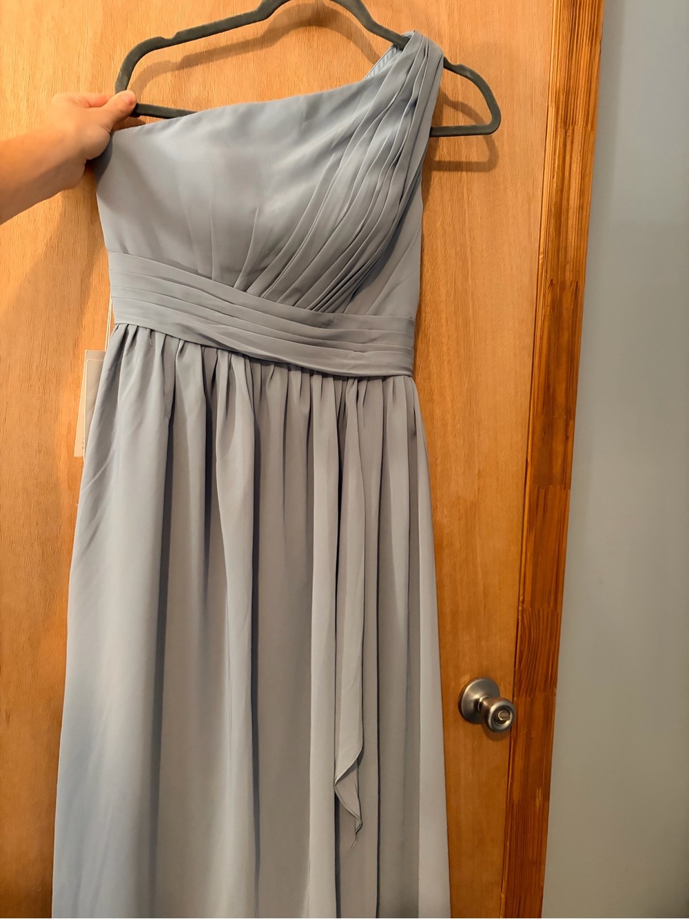 Witness of Love One-Shoulder Light Blue Chiffon Bridesmaids Dress 8